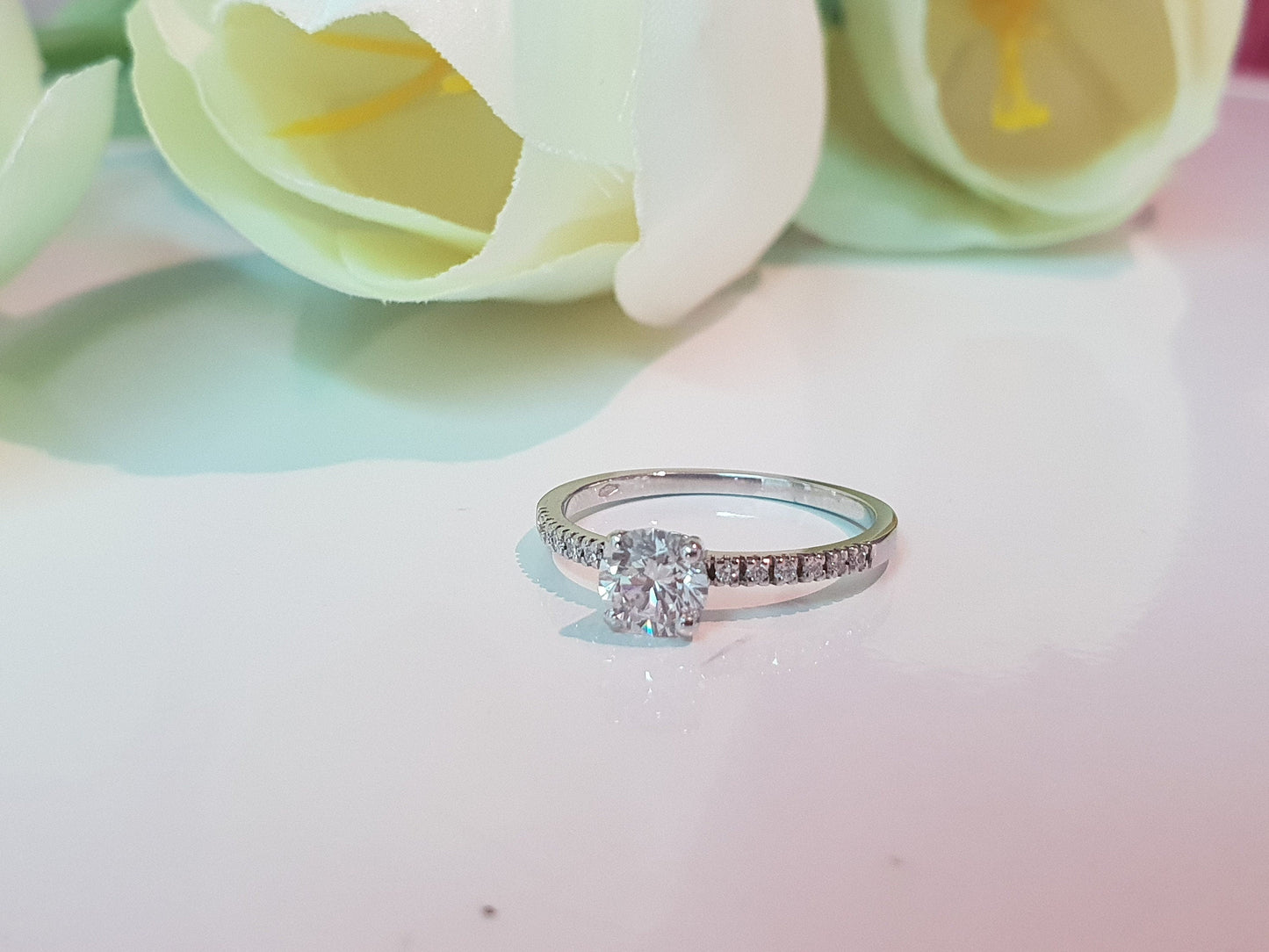 Round Cut Pave Style Lab Grown Diamond Engagement Ring