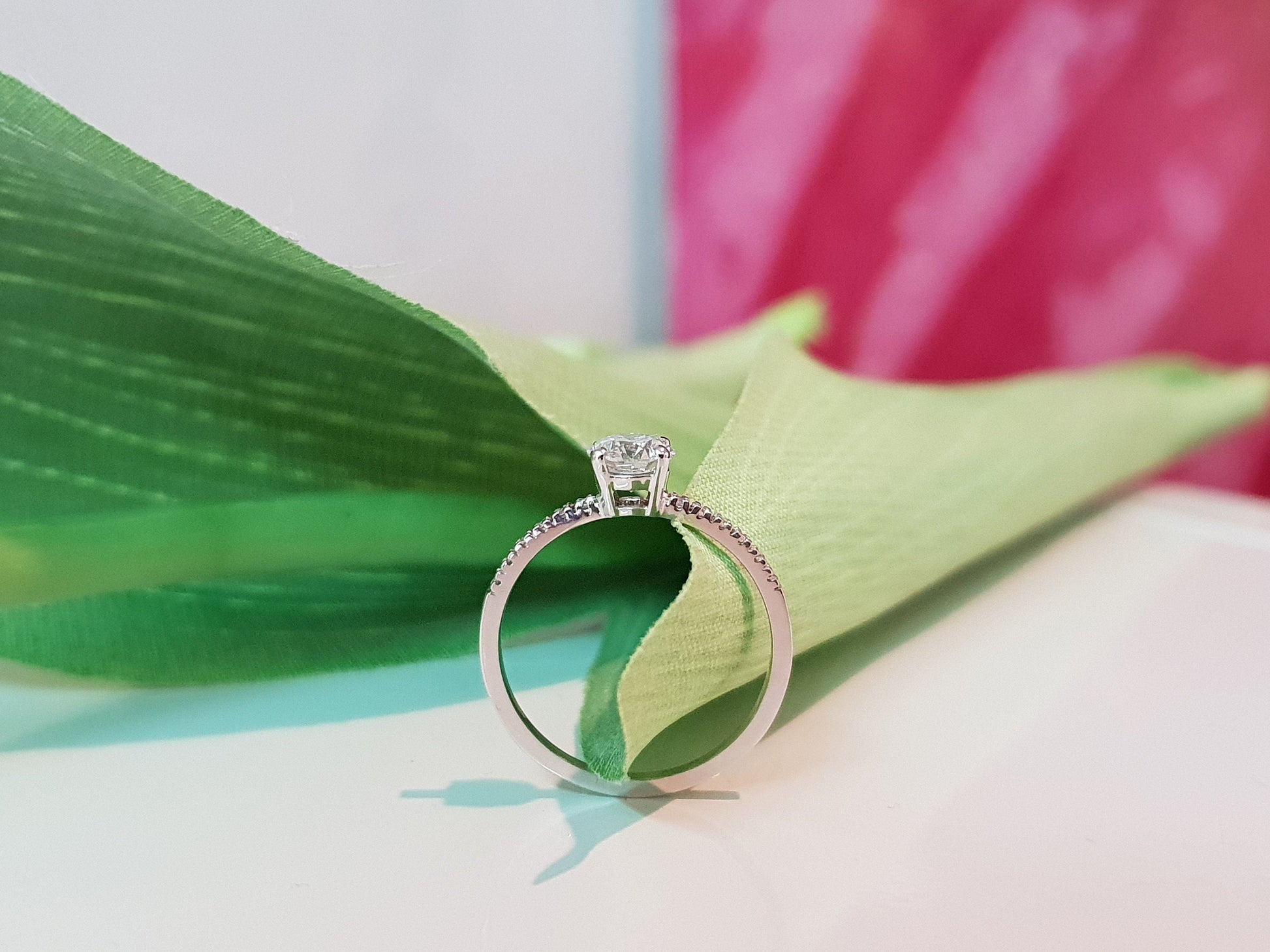 Round Cut Pave Style Lab Grown Diamond Engagement Ring