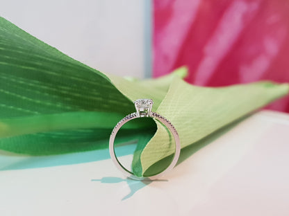 Round Cut Pave Style Lab Grown Diamond Engagement Ring