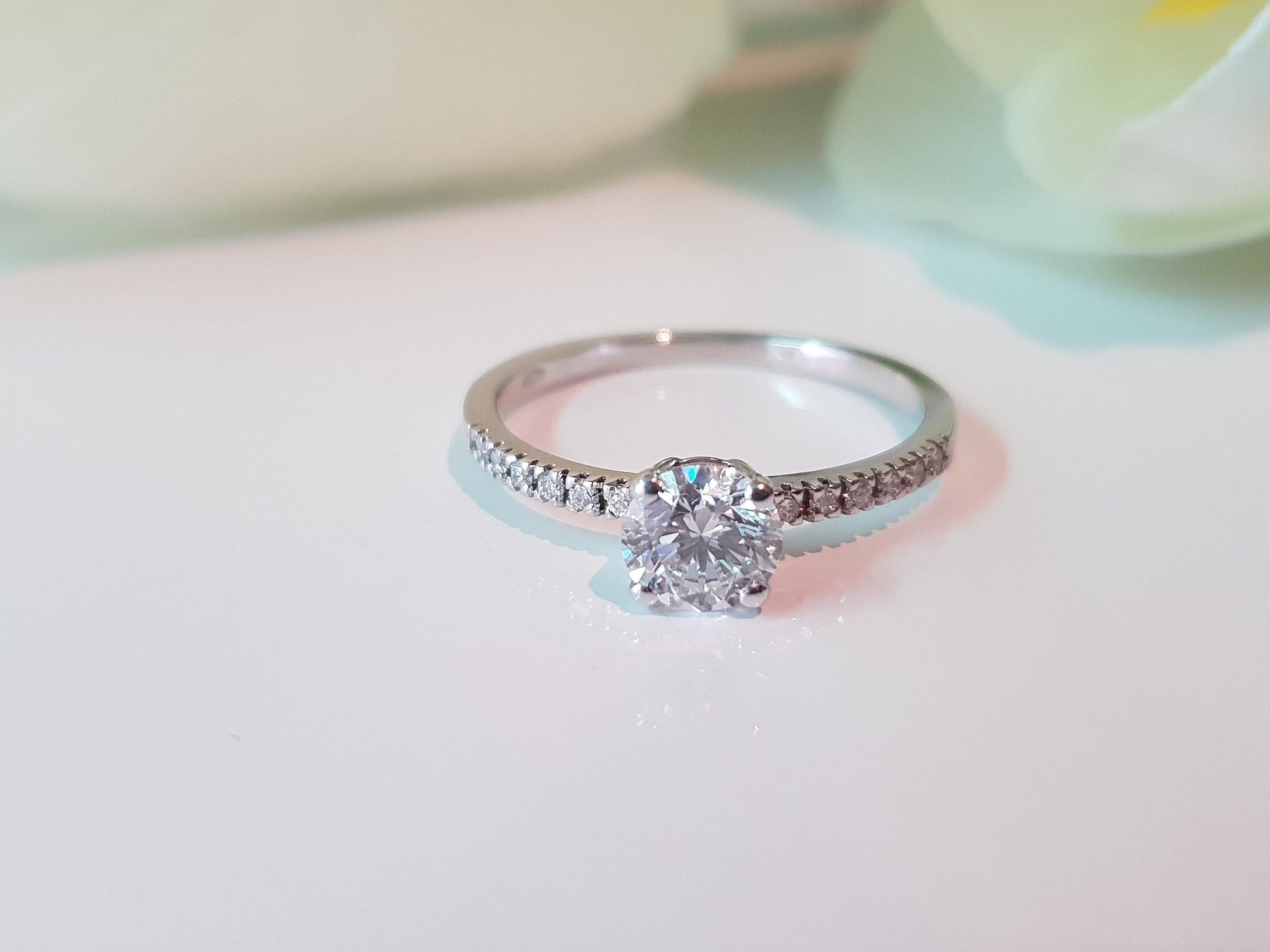 Round Cut Pave Style Lab Grown Diamond Engagement Ring