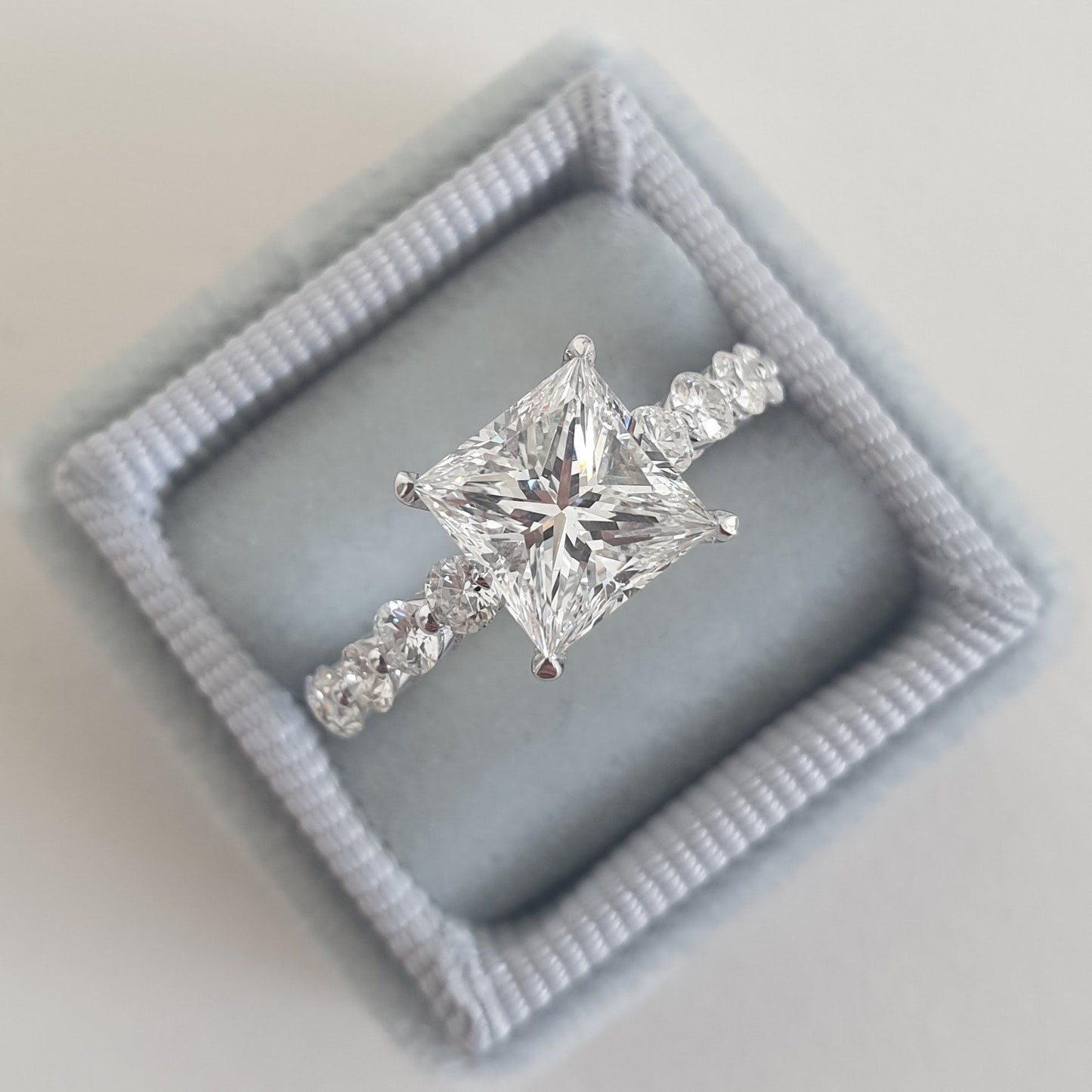 Princess Cut Pave Lab Grown Diamond Engagement Ring