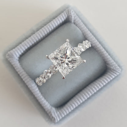 Princess Cut Pave Lab Grown Diamond Engagement Ring