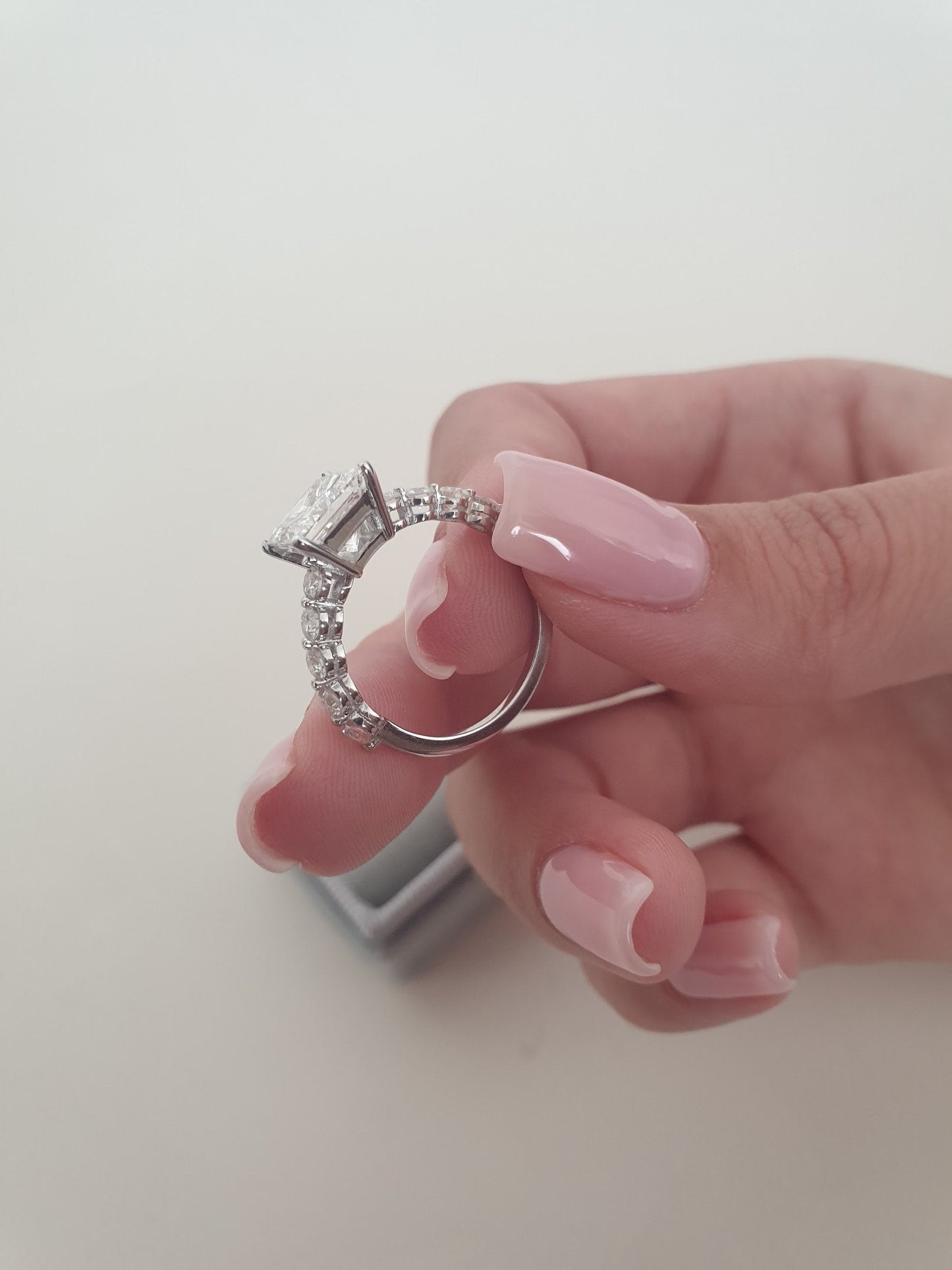 Princess Cut Pave Lab Grown Diamond Engagement Ring