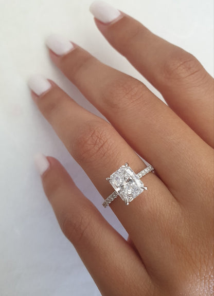 Radiant Hidden Halo Lab Grown Diamond Engagement Ring