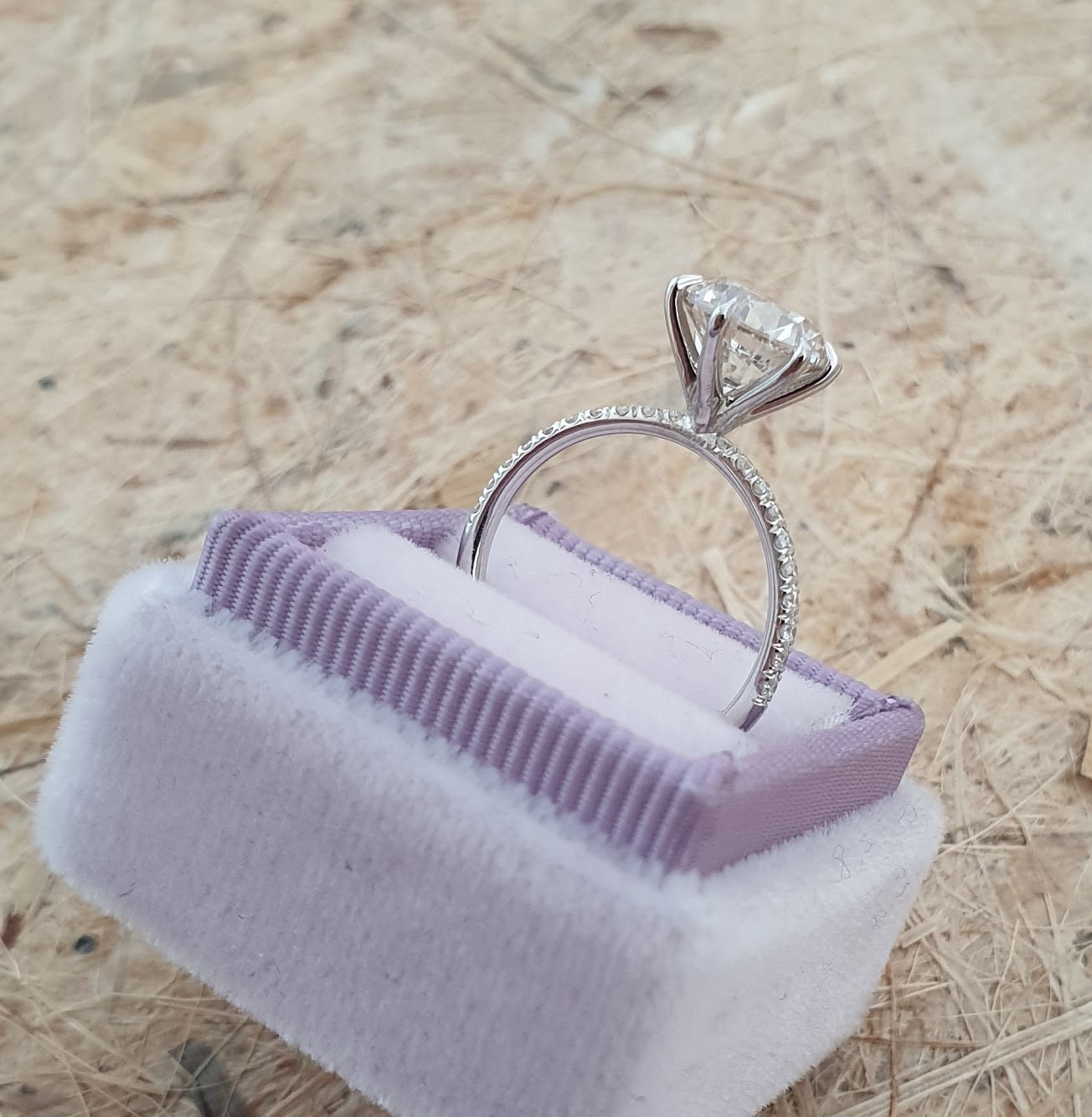 Round Cut Pave Lab Grown Diamond Engagement Ring