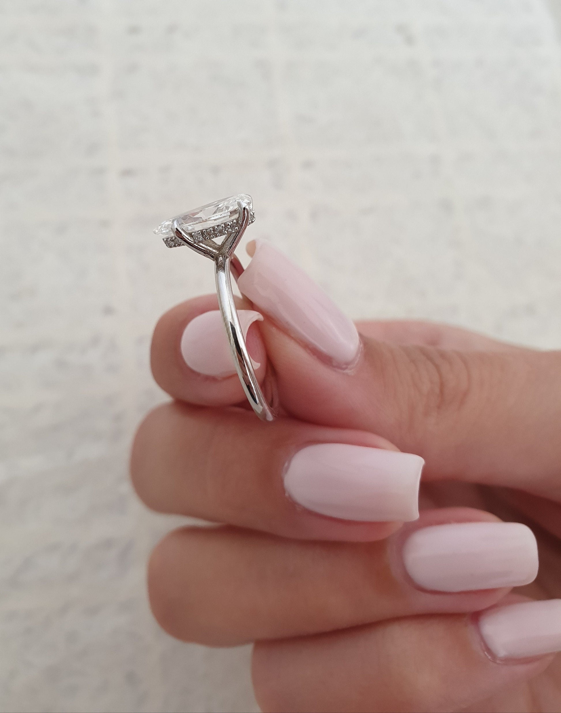 Pear Hidden Halo Lab Grown Diamond Engagement Ring