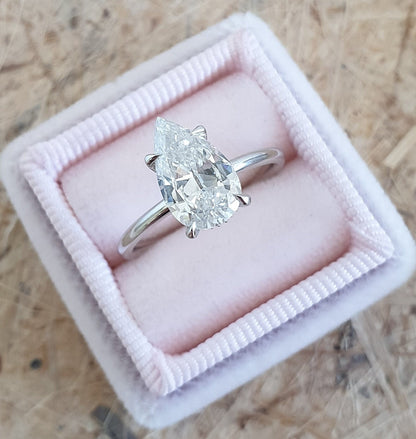 Pear Hidden Halo Lab Grown Diamond Engagement Ring