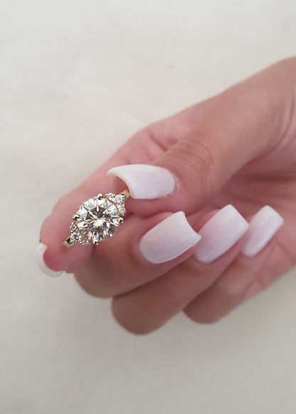 Round Cluster Lab Grown Diamond Engagement Ring