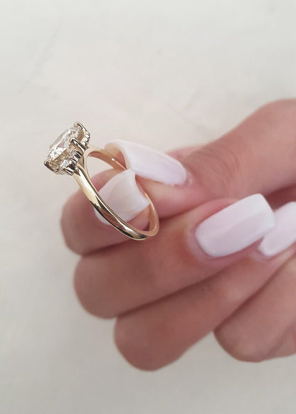 Round Cluster Lab Grown Diamond Engagement Ring