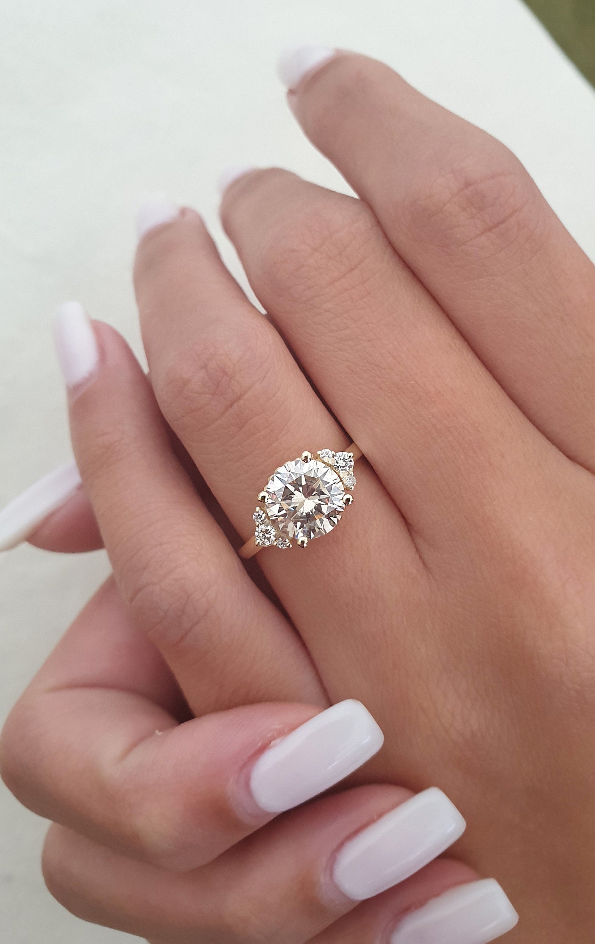 Round Cluster Lab Grown Diamond Engagement Ring