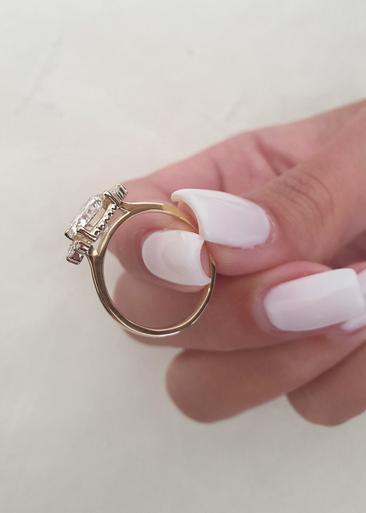 Round Cluster Lab Grown Diamond Engagement Ring