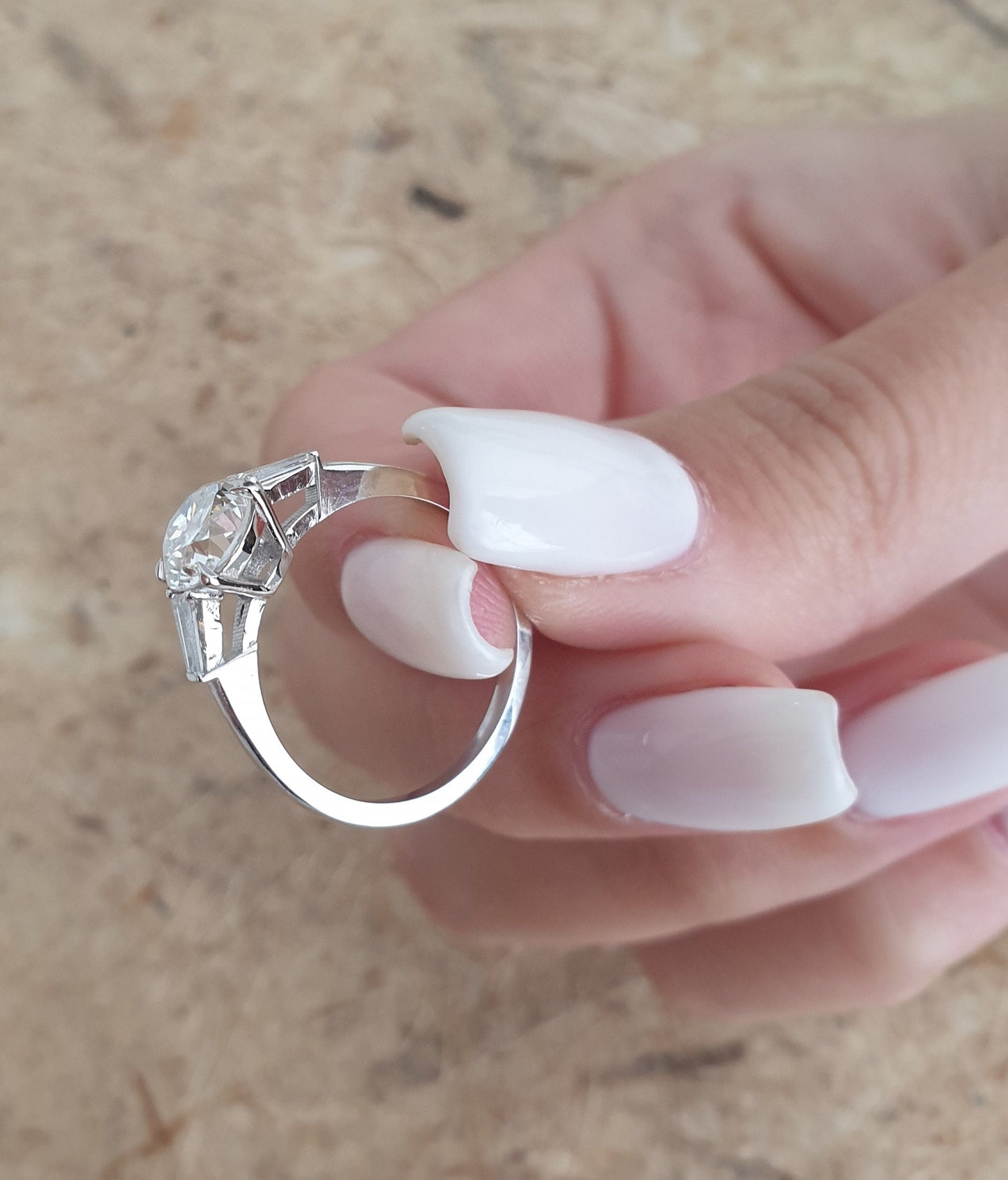 1.31 CT Round Three Stones Lab Grown Diamond Engagement Ring