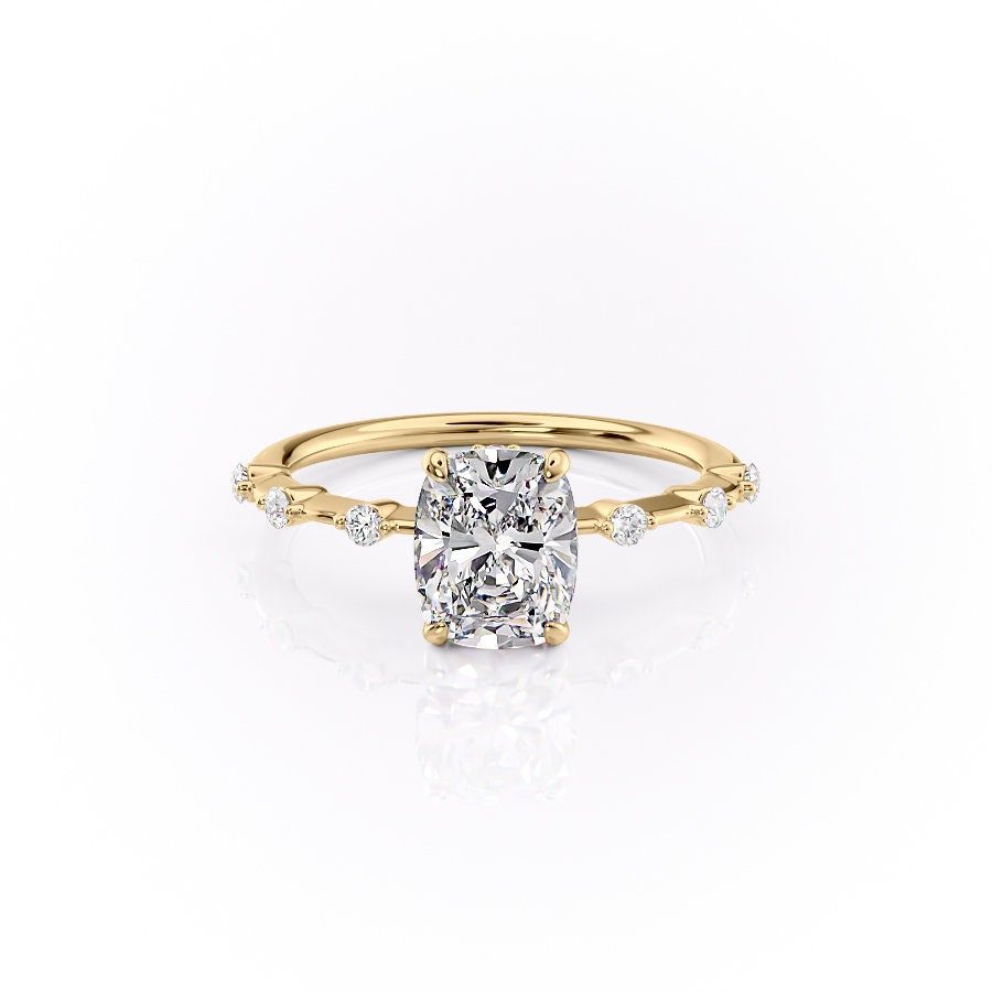 2.0 CT Cushion Dainty Pave Moissanite Engagement Ring 10