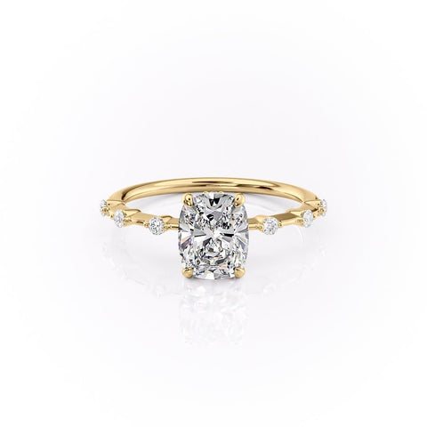 2.0 CT Cushion Dainty Pave Moissanite Engagement Ring 10