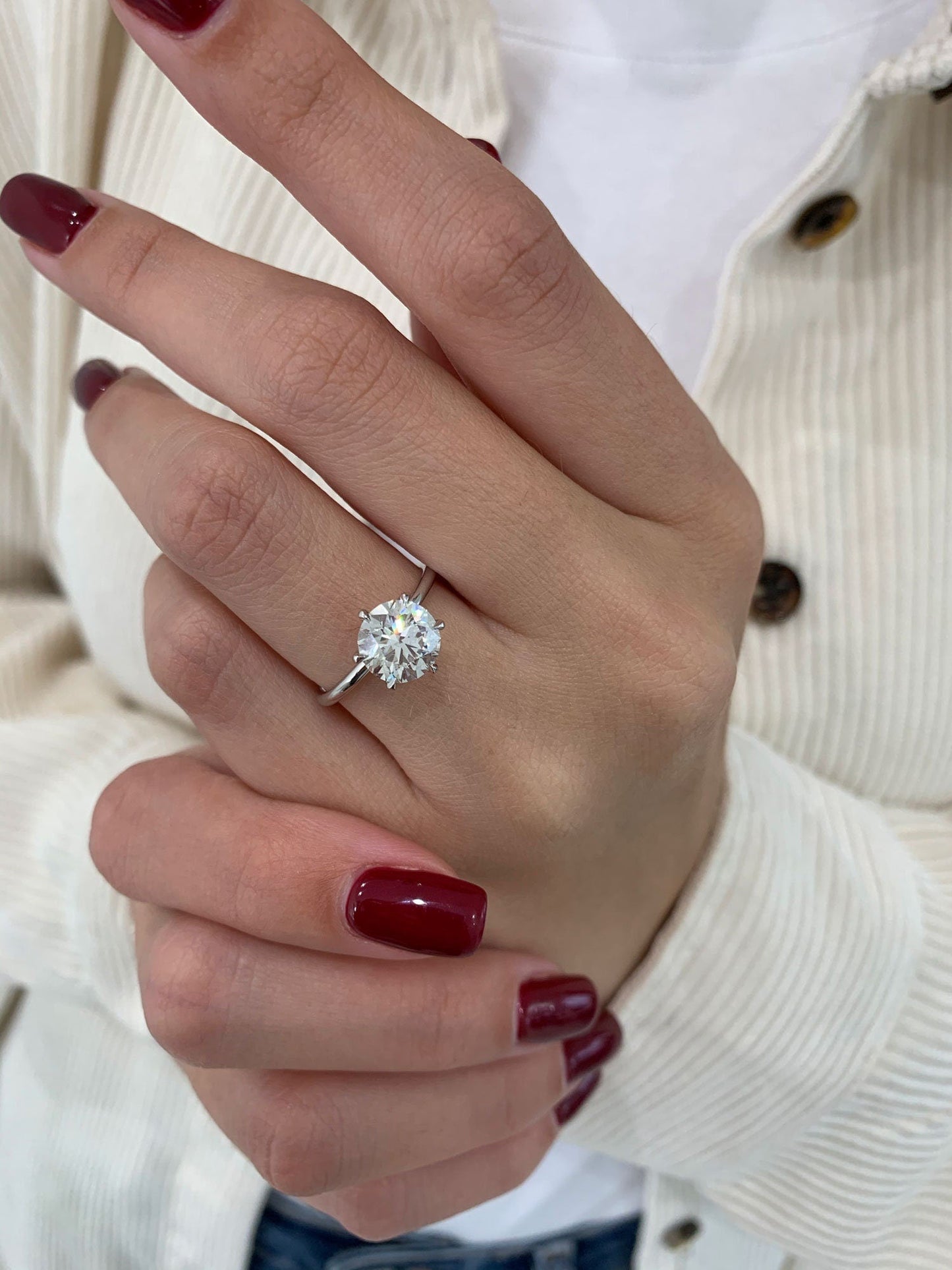 Round Solitaire Lab Grown Diamond Engagement Ring