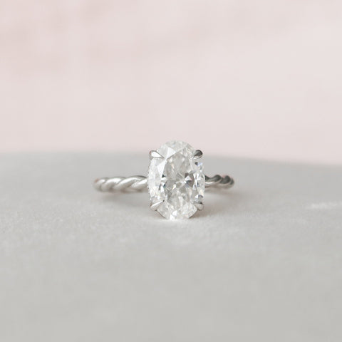 2.0 CT Oval Twisted Band & Hidden Halo Moissanite Engagement Ring 10