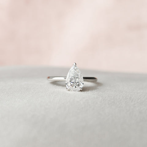 1.5 CT Pear Hidden Halo Moissanite Engagement Ring 6