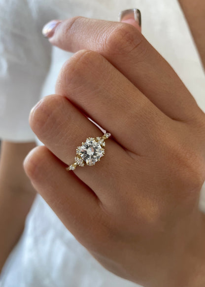 Round Cluster Lab Grown Diamond Engagement Ring