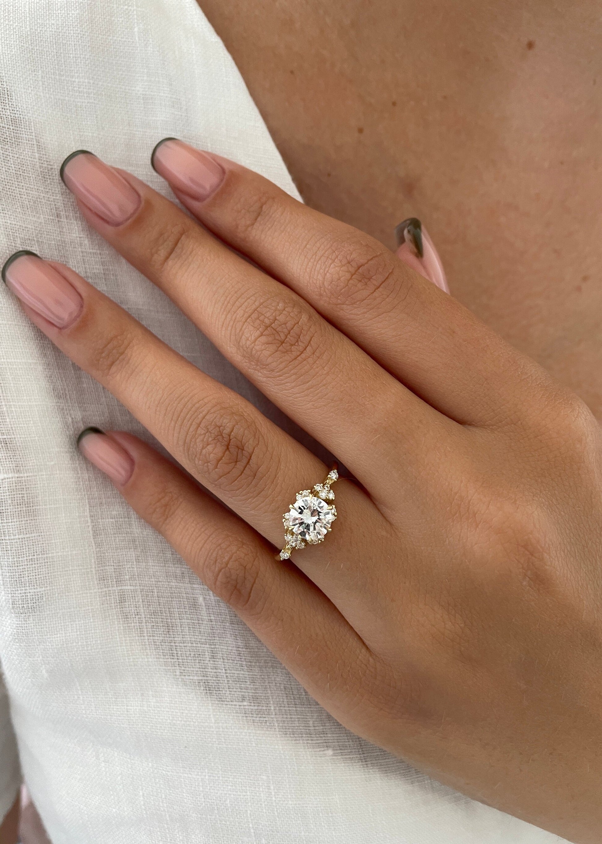 Round Cluster Lab Grown Diamond Engagement Ring