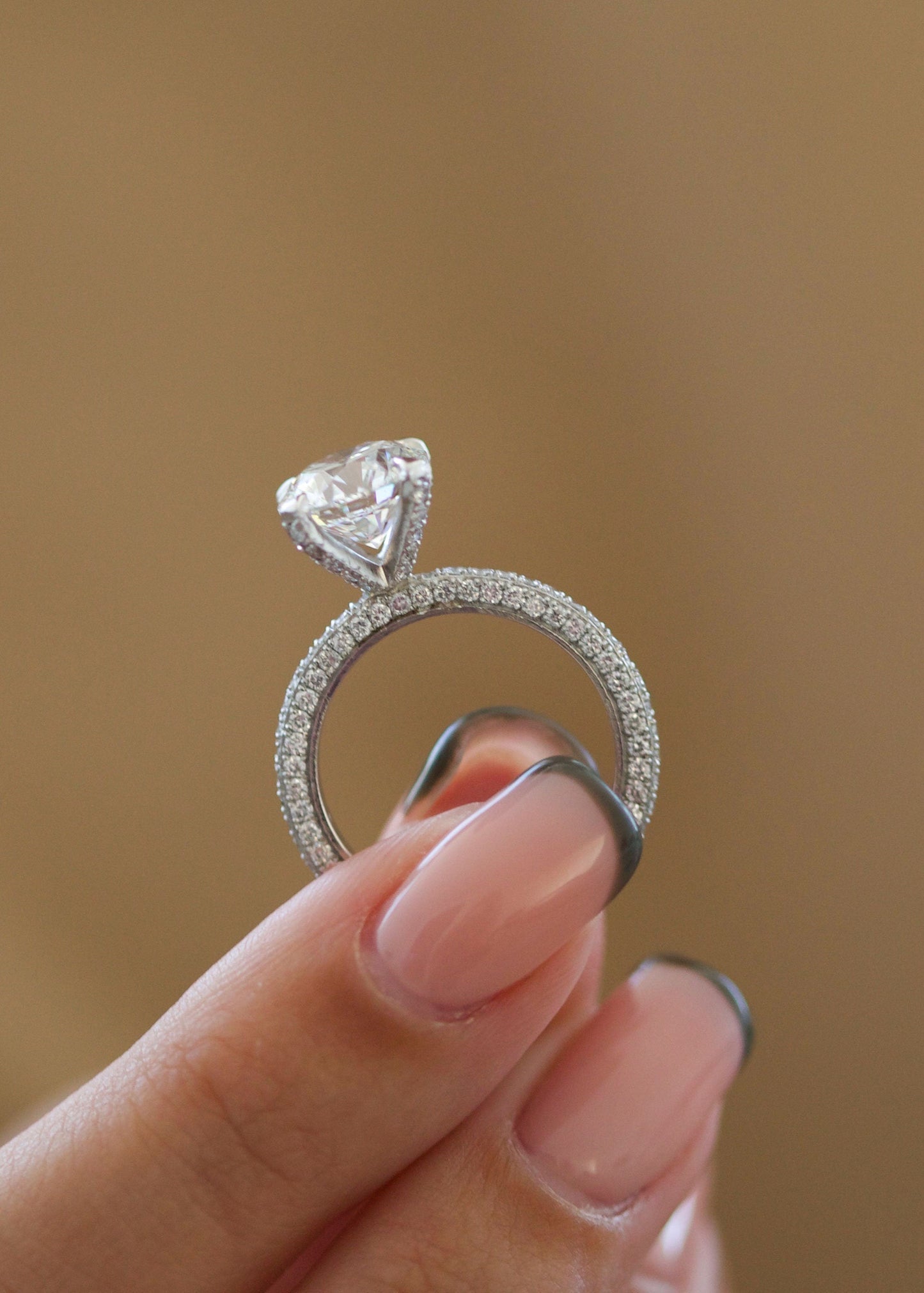 Round Cut Pave Lab Grown Diamond Engagement Ring