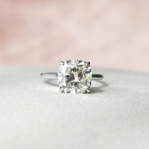 4.0 CT Cushion Cut Solitaire Style Moissanite Engagement Ring 7