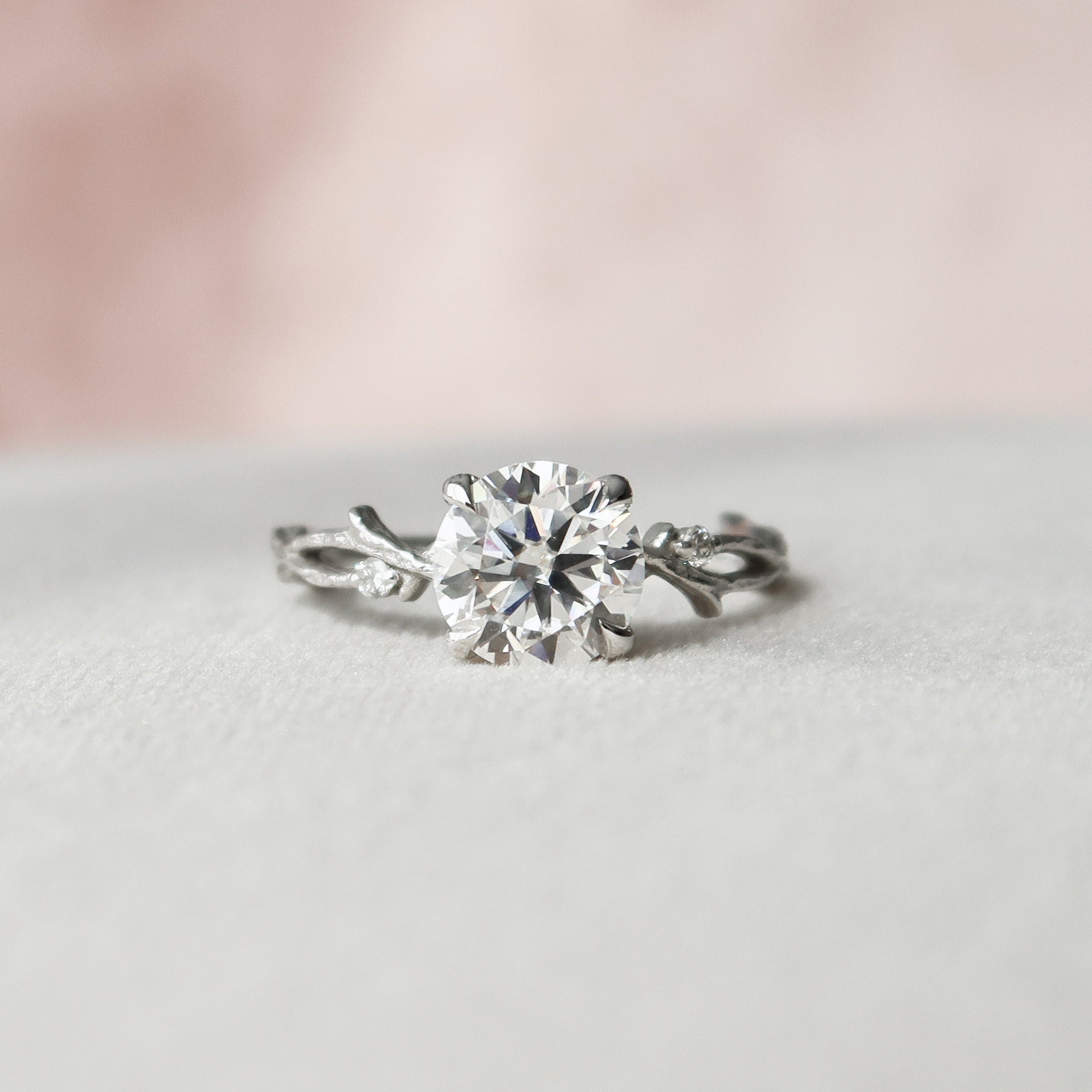 1.50 CT Round Twig Style Moissanite Engagement Ring 10