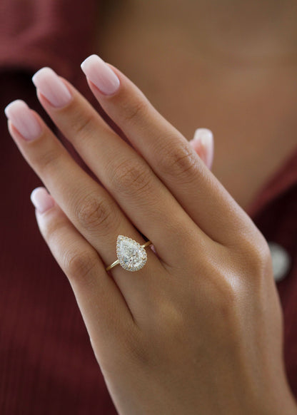Pear Halo Lab Grown Diamond Engagement Ring