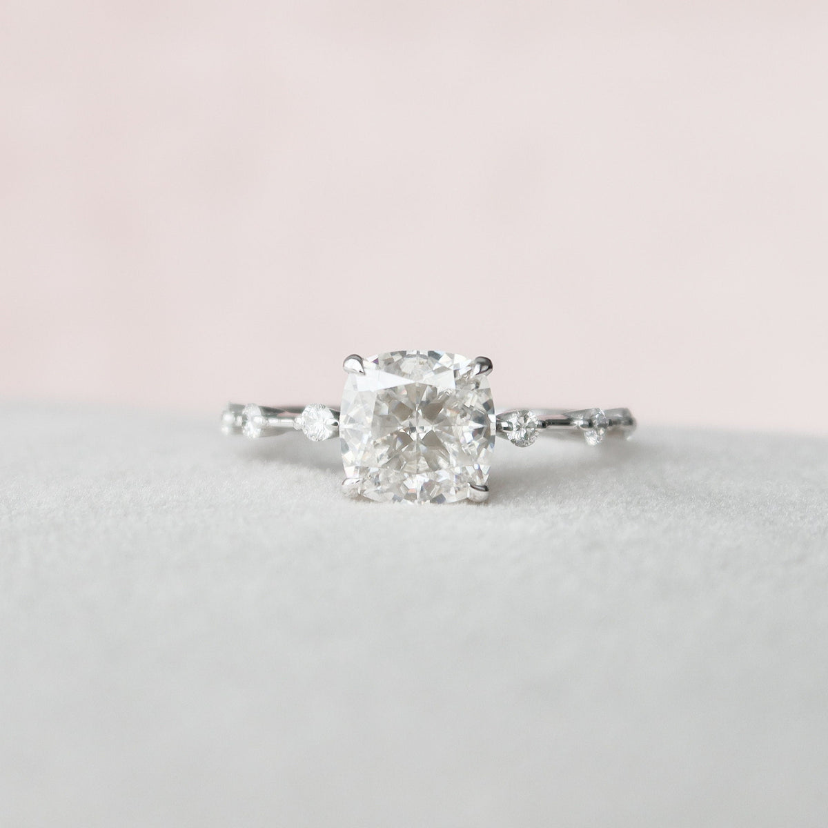 2.0 CT Cushion Dainty Pave  Moissanite Engagement Ring 2