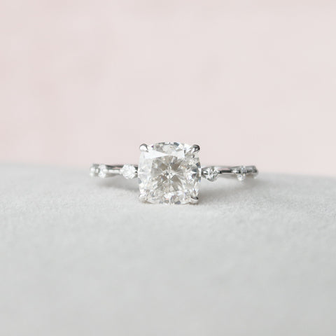 2.0 CT Cushion Dainty Pave  Moissanite Engagement Ring 2