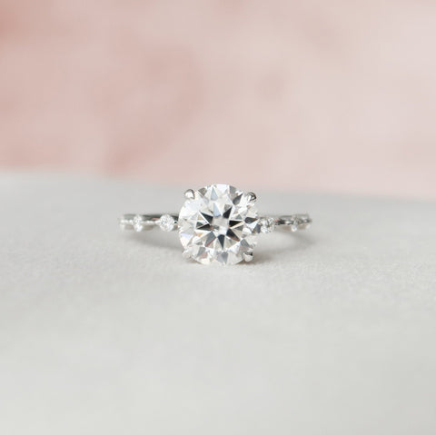 2.0 CT Round Dainty Pave Moissanite Engagement Ring 2