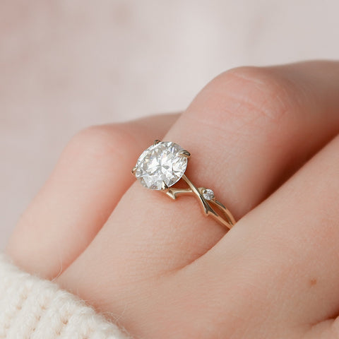 1.50 CT Round Twig Style Moissanite Engagement Ring 4