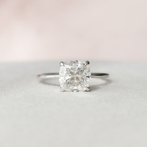 3.0 CT Cushion Hidden Halo Moissanite Engagement Ring 3