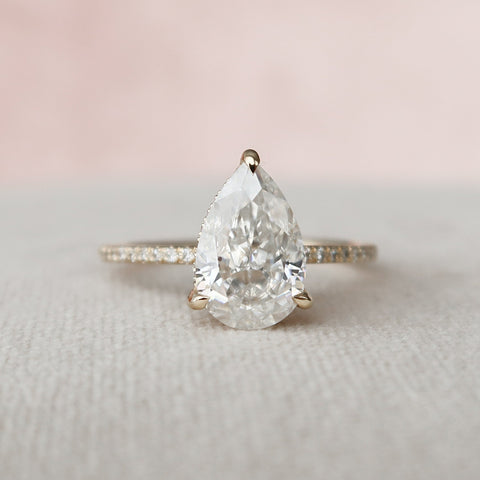 2.5 CT Pear Cut Pave & Hidden Halo Setting Moissanite Engagement Ring 2