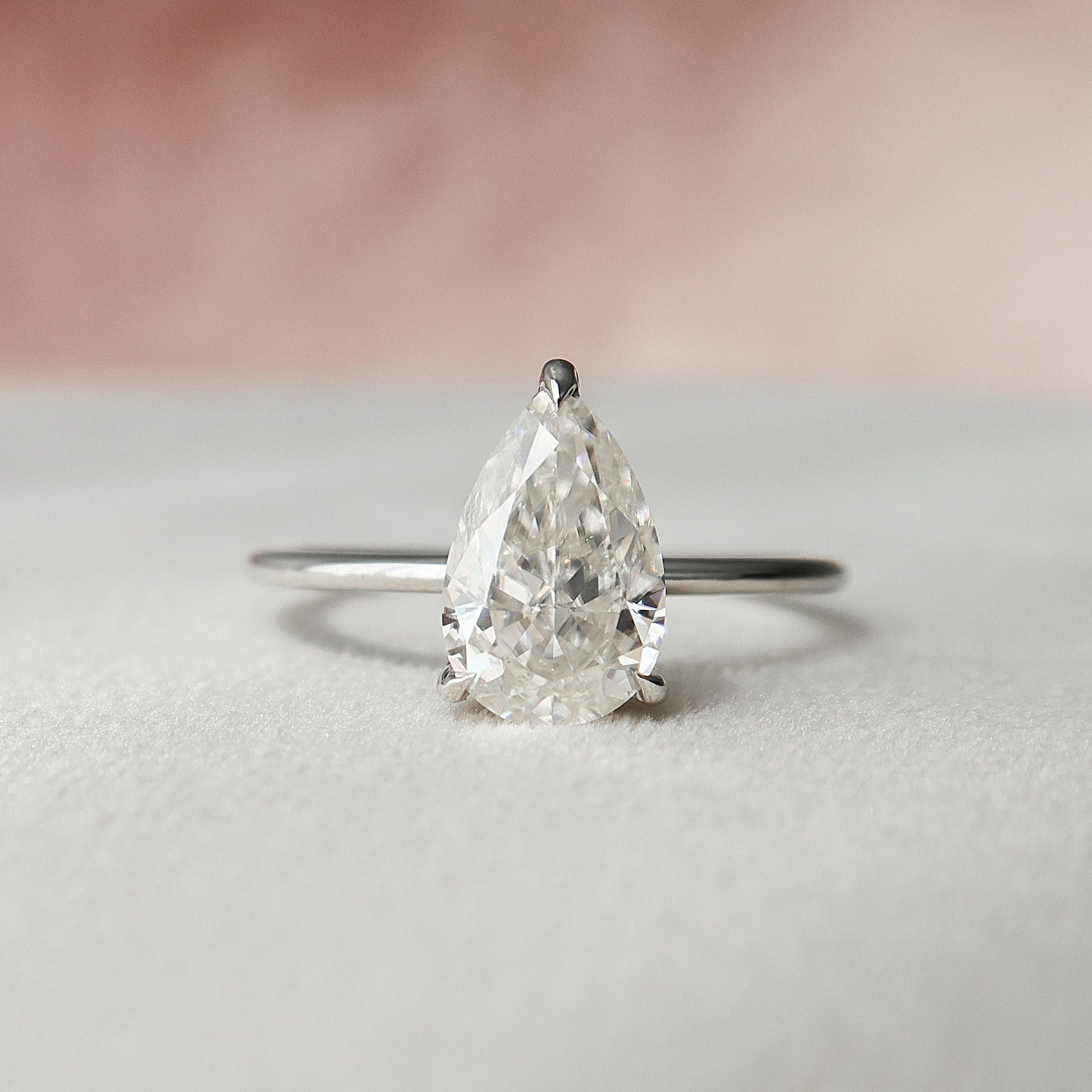 2.0 CT Pear Solitaire & Hidden Halo Style Moissanite Engagement Ring 7