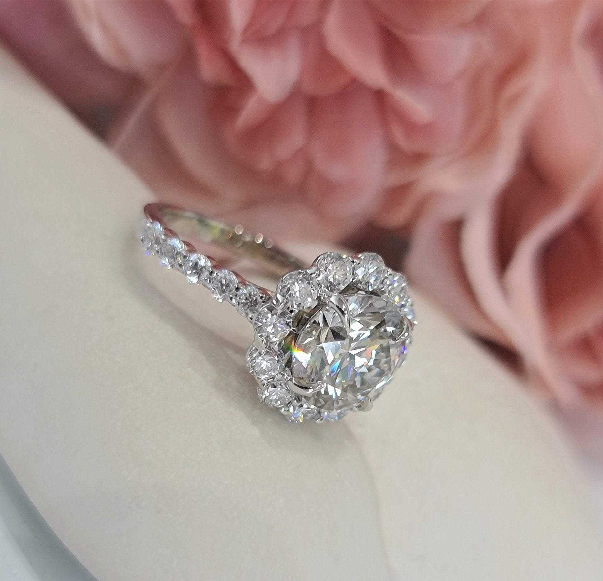 Round Halo & Pave Lab Grown Diamond Engagement Ring