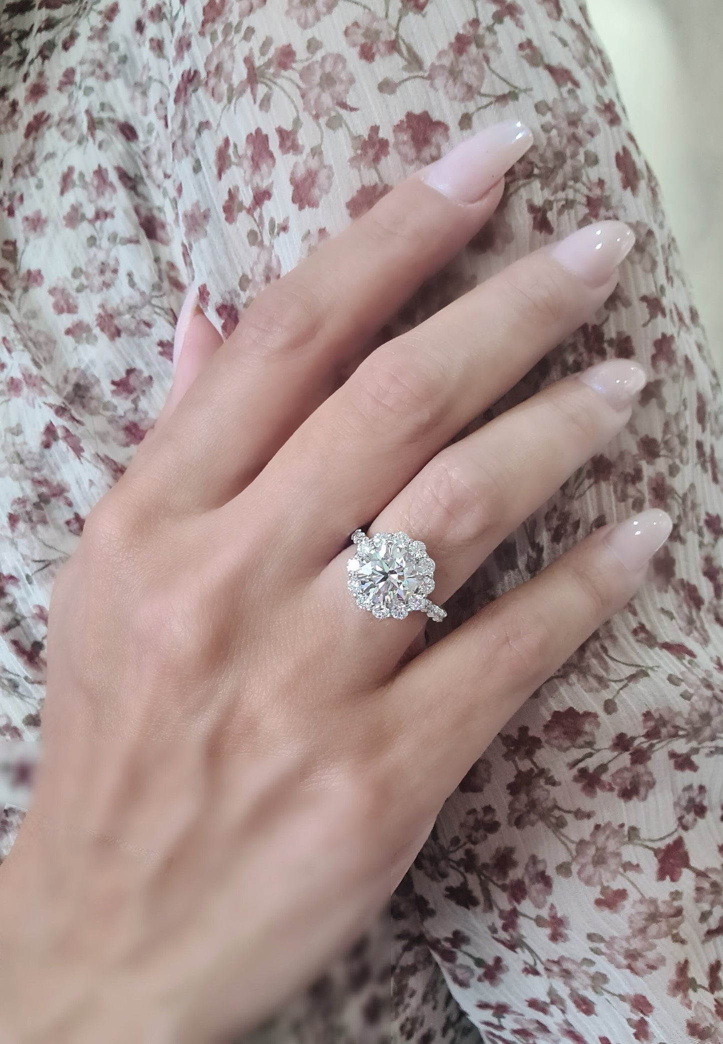 Round Halo & Pave Lab Grown Diamond Engagement Ring
