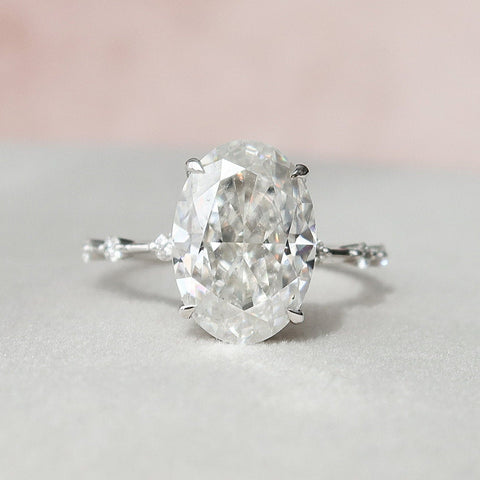 5.0 CT Oval Dainty Style Pave Moissanite Engagement Ring 6