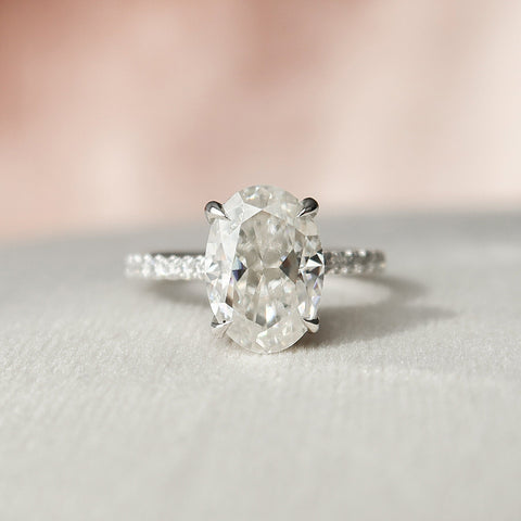 2 CT Oval Cut Moissanite Engagement Ring With Pave Setting 7