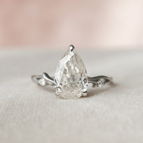 1.5 CT Pear Pave Twisted Moissanite Engagement Ring 9