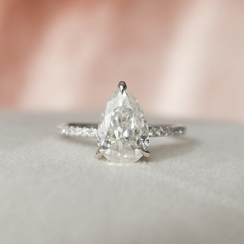 1.50 CT Pear Pave Setting Moissanite Engagement Ring 4