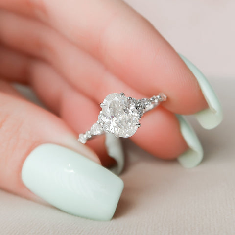 1.5 CT Oval Pave Moissanite Engagement Ring 1