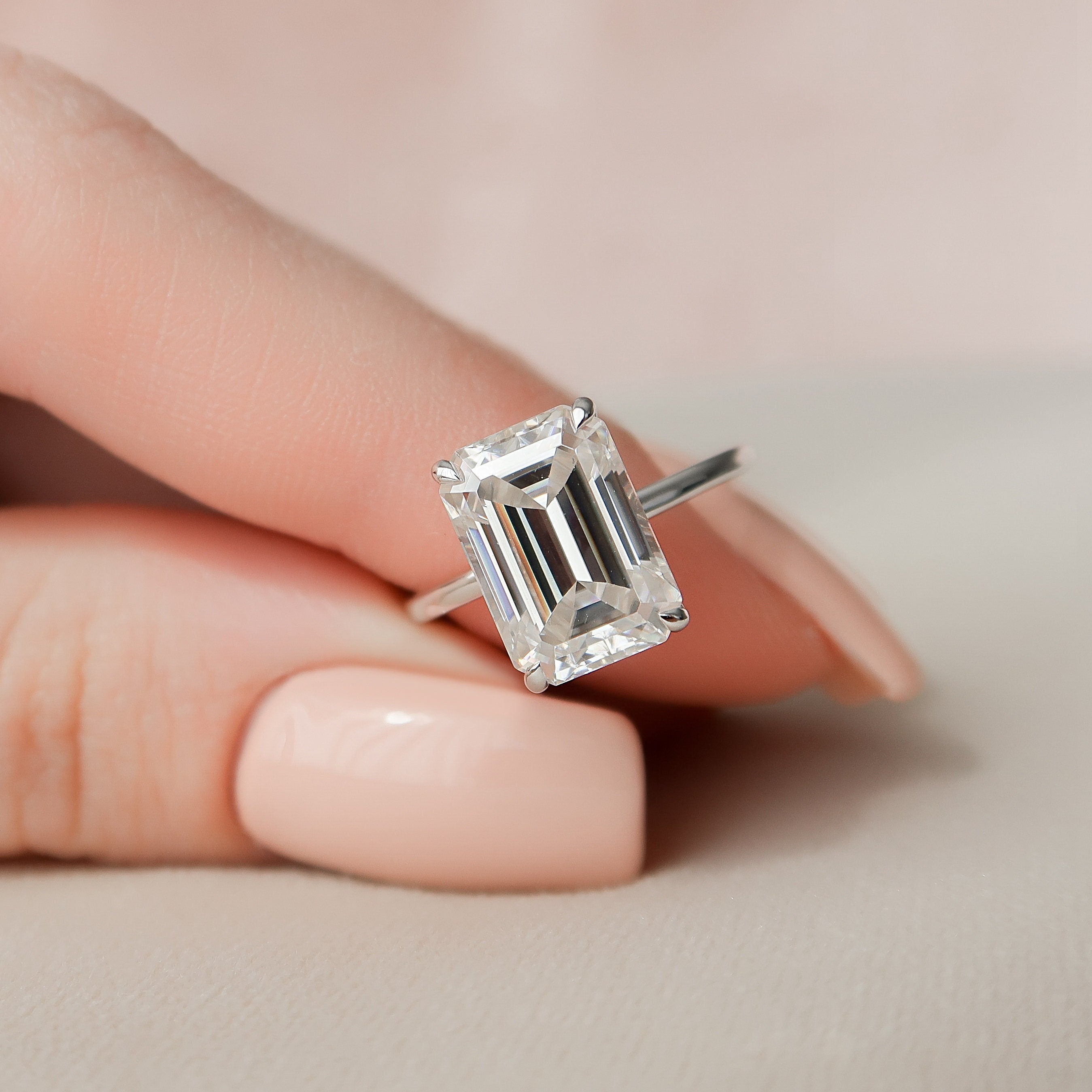 5.0 CT Emerald Cut Solitaire Style Moissanite Engagement Ring 3