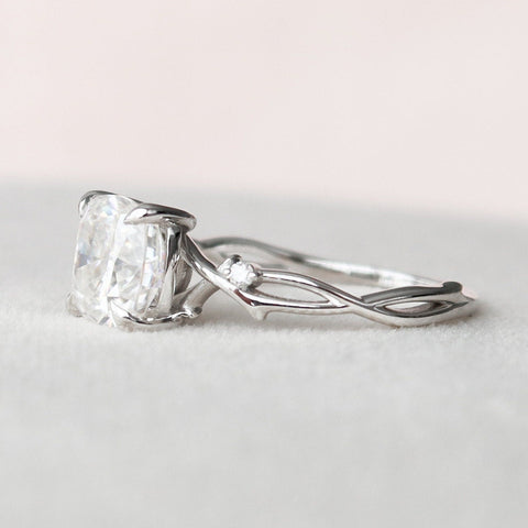 2.0 CT Cushion Twig Style Moissanite Engagement Ring 7