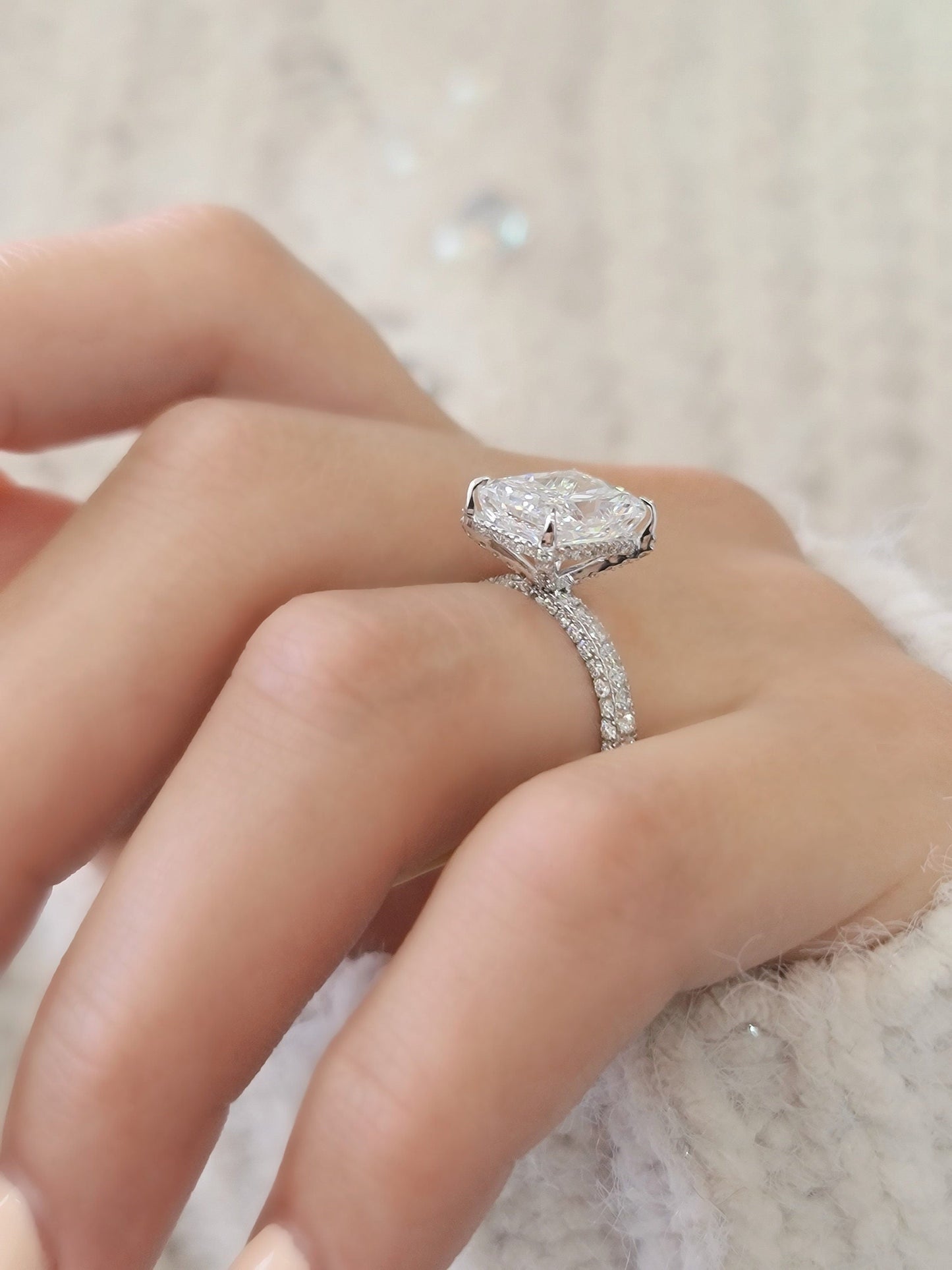 Radiant Pave Lab Grown Diamond Engagement Ring