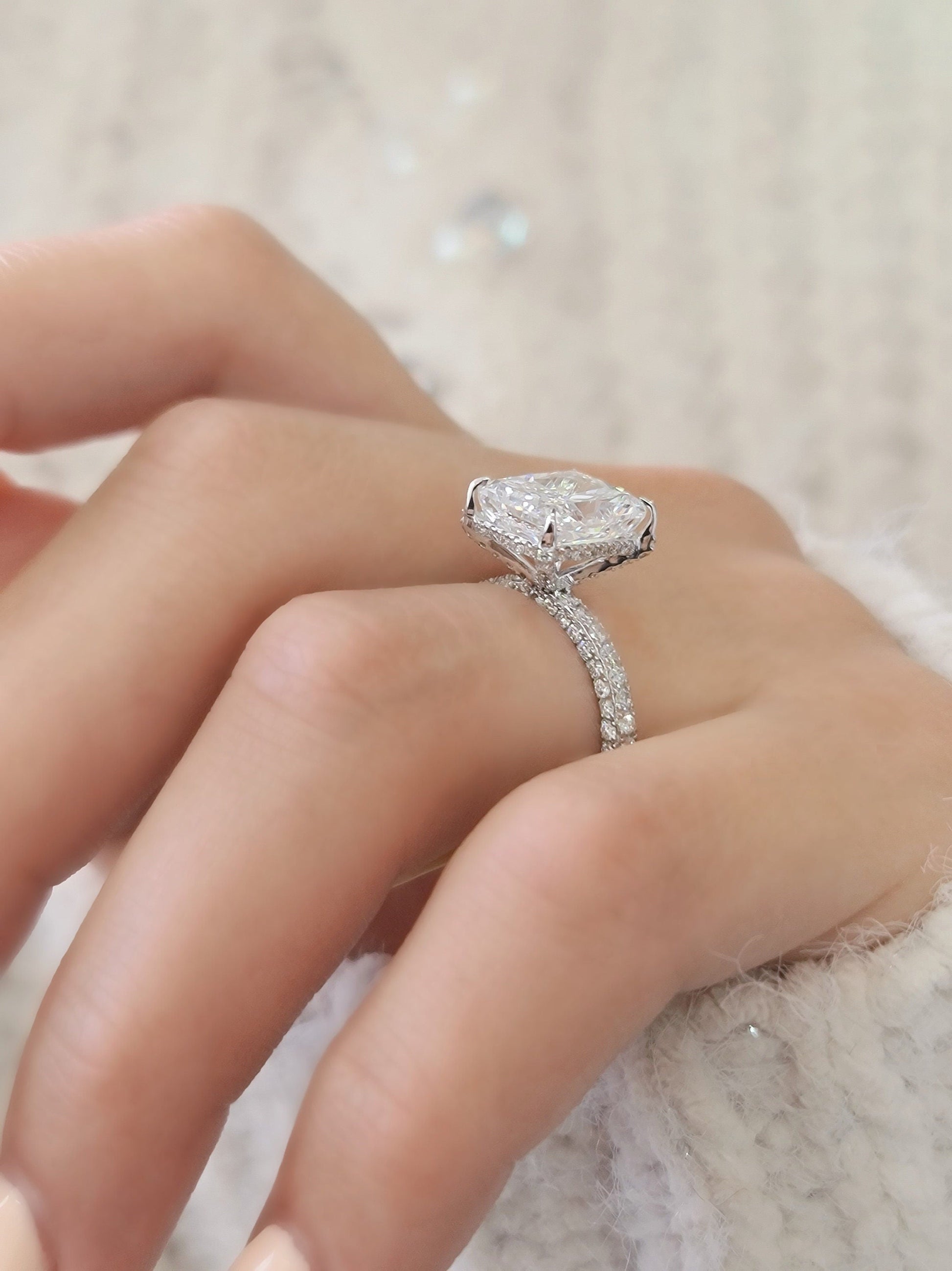 Radiant Pave Lab Grown Diamond Engagement Ring