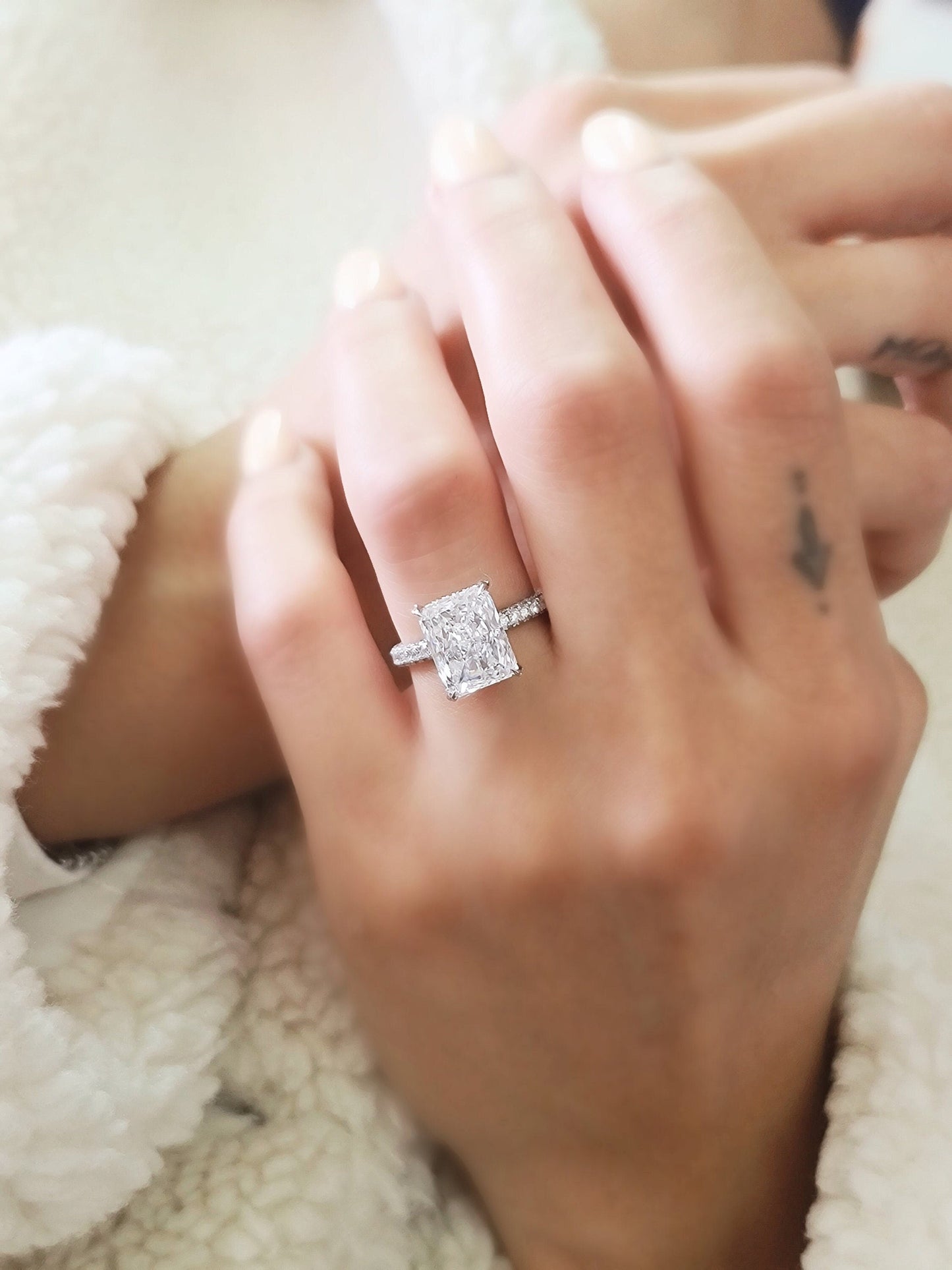 Radiant Pave Lab Grown Diamond Engagement Ring