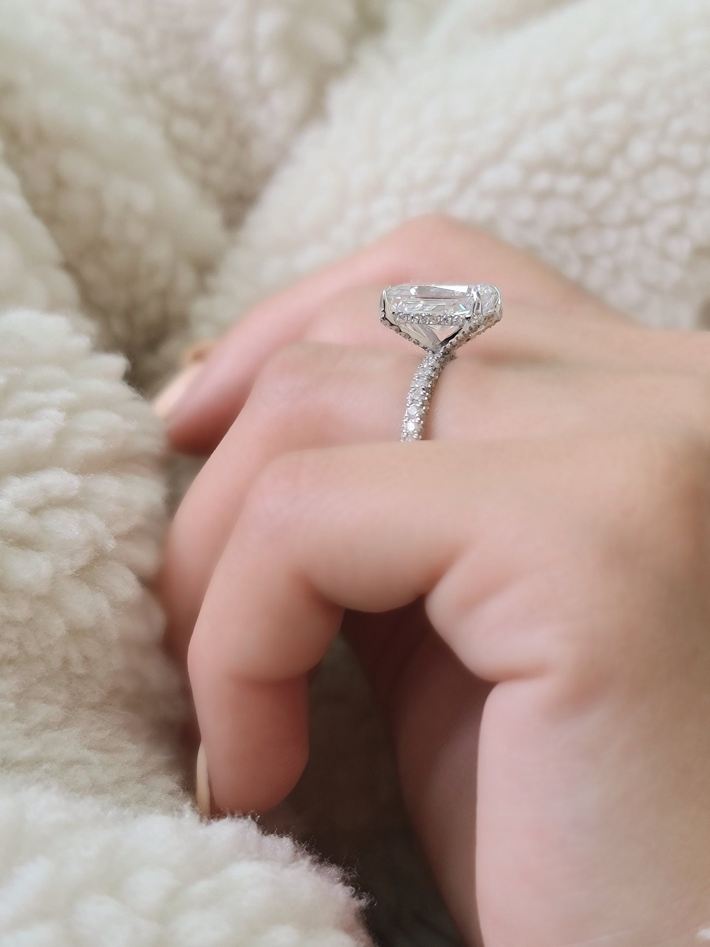 Radiant Pave Lab Grown Diamond Engagement Ring