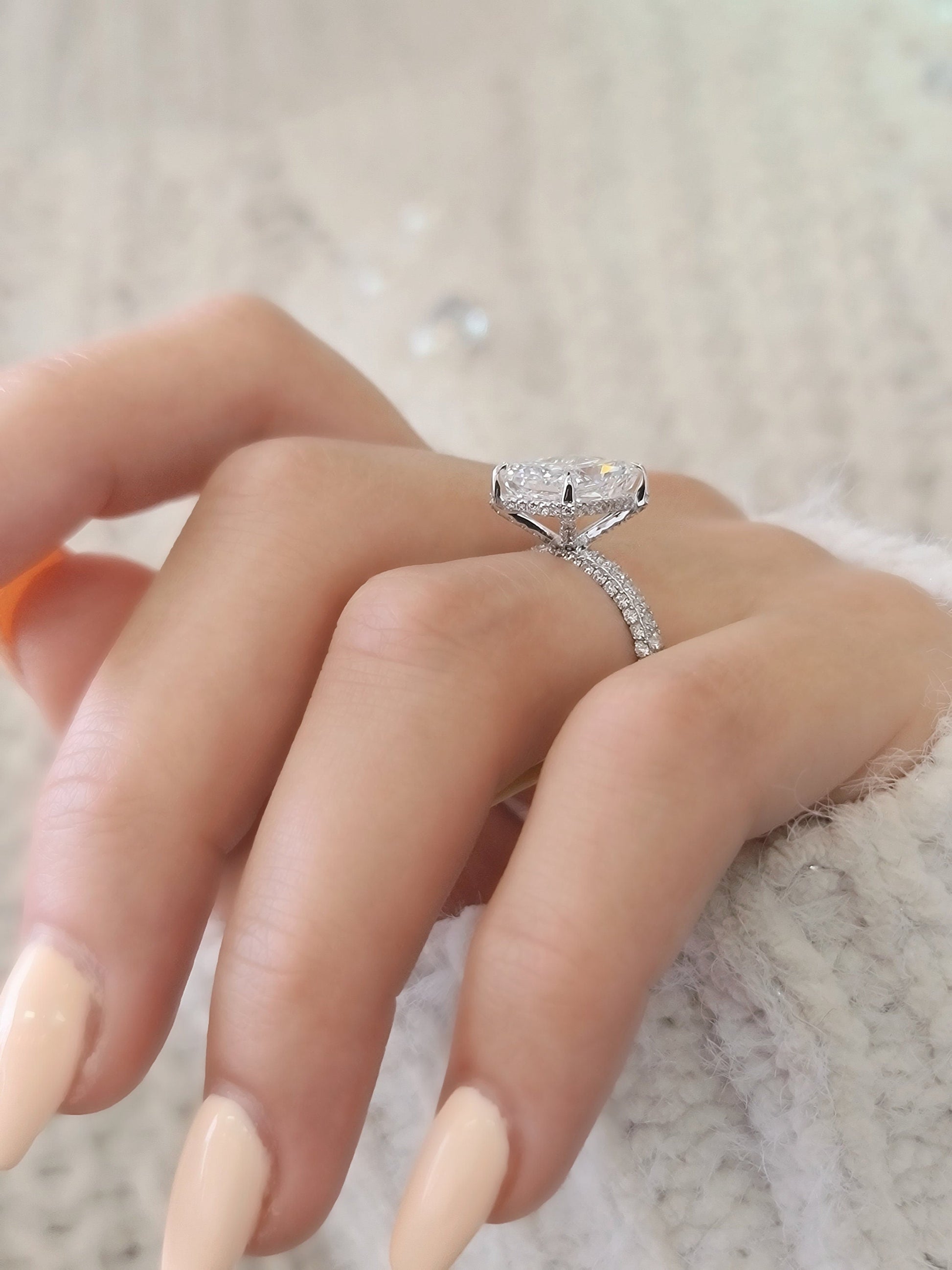 Radiant Pave Lab Grown Diamond Engagement Ring