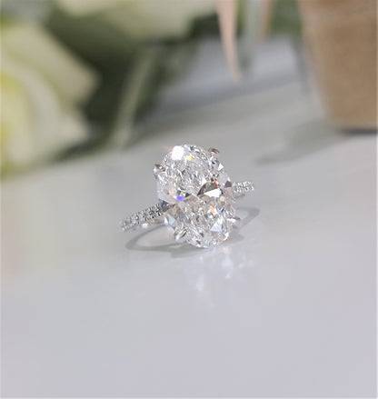 Oval Pave Lab Grown Diamond Engagement Ring