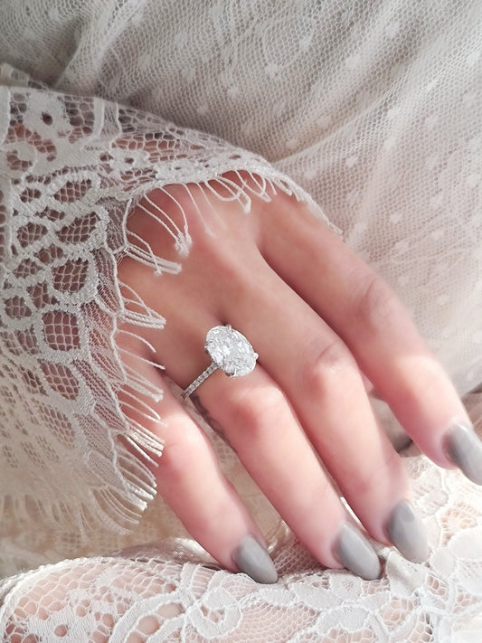Oval Pave Lab Grown Diamond Engagement Ring